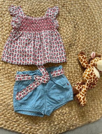 Ensemble blouse et short bébé fille sergent major