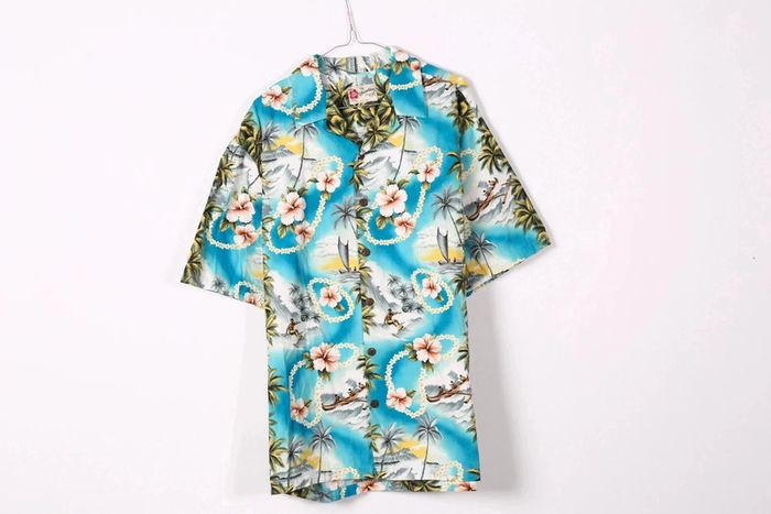 Magnifique chemise vintage 90's en coton motif palmiers et éléments tropicaux (#240444) - photo numéro 4