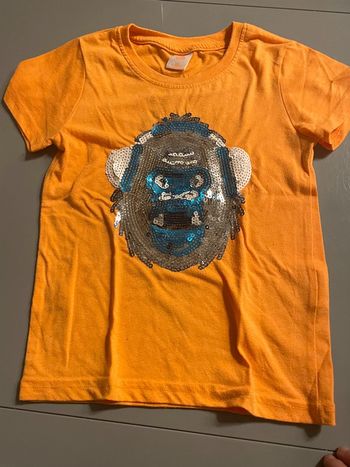 Tee shirt orange fluo sequins