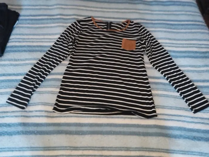 Haut rayures manche longue fee red taille M