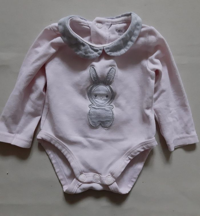 Ensemble combinaison salopette molletonnée rose + 2 bodies - obaïbi - naissance - 50 cm - photo numéro 7