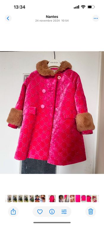 Manteau fourrure fille Gucci rose fuschia 4 ans