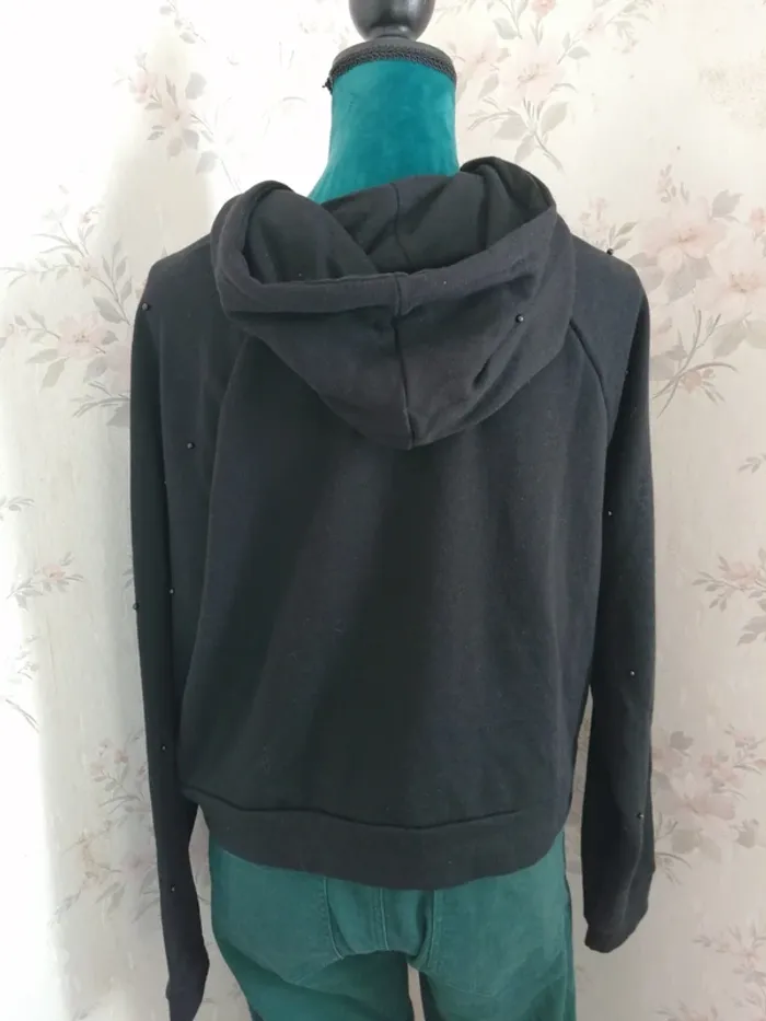Sweat à capuche noir avec des perles et rubans / fb sister / (L) - photo numéro 6
