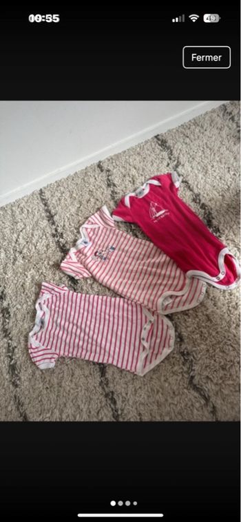 Lot 3 bodie petit bateau 6 mois très bon état