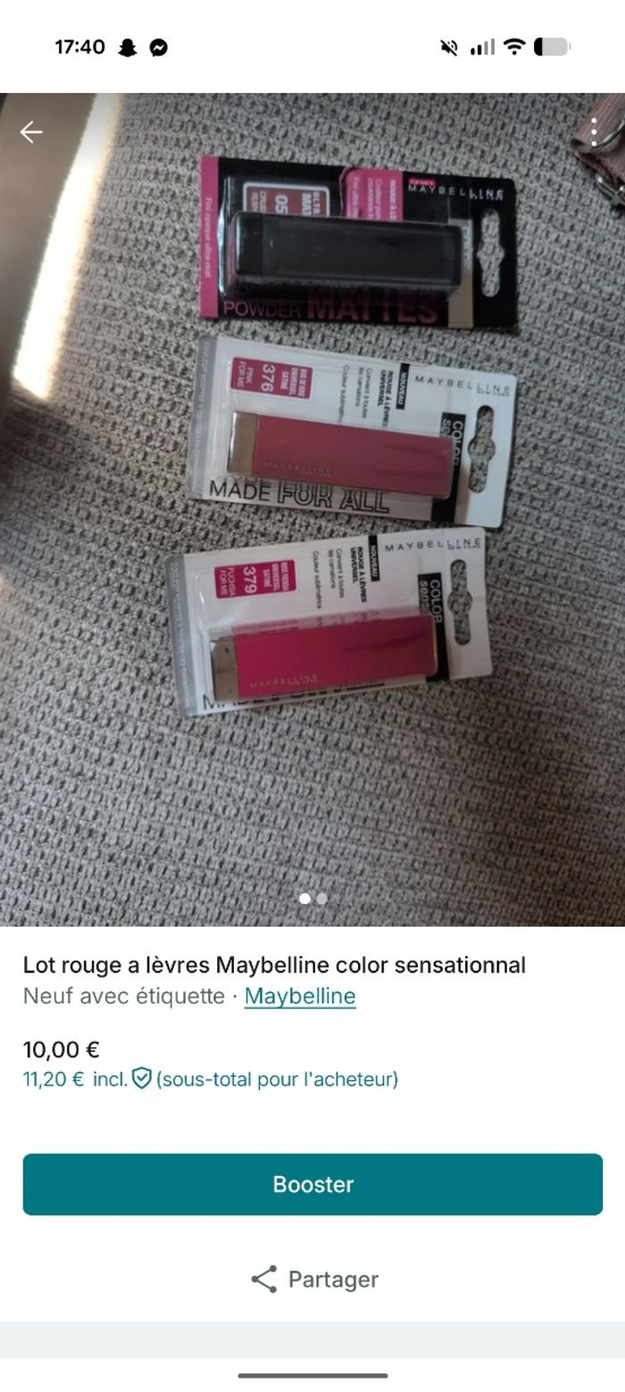 Lot rouges a lèvres Maybelline