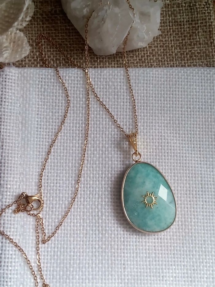 Collier pierre d'amazonite réversible naturelle - photo numéro 3