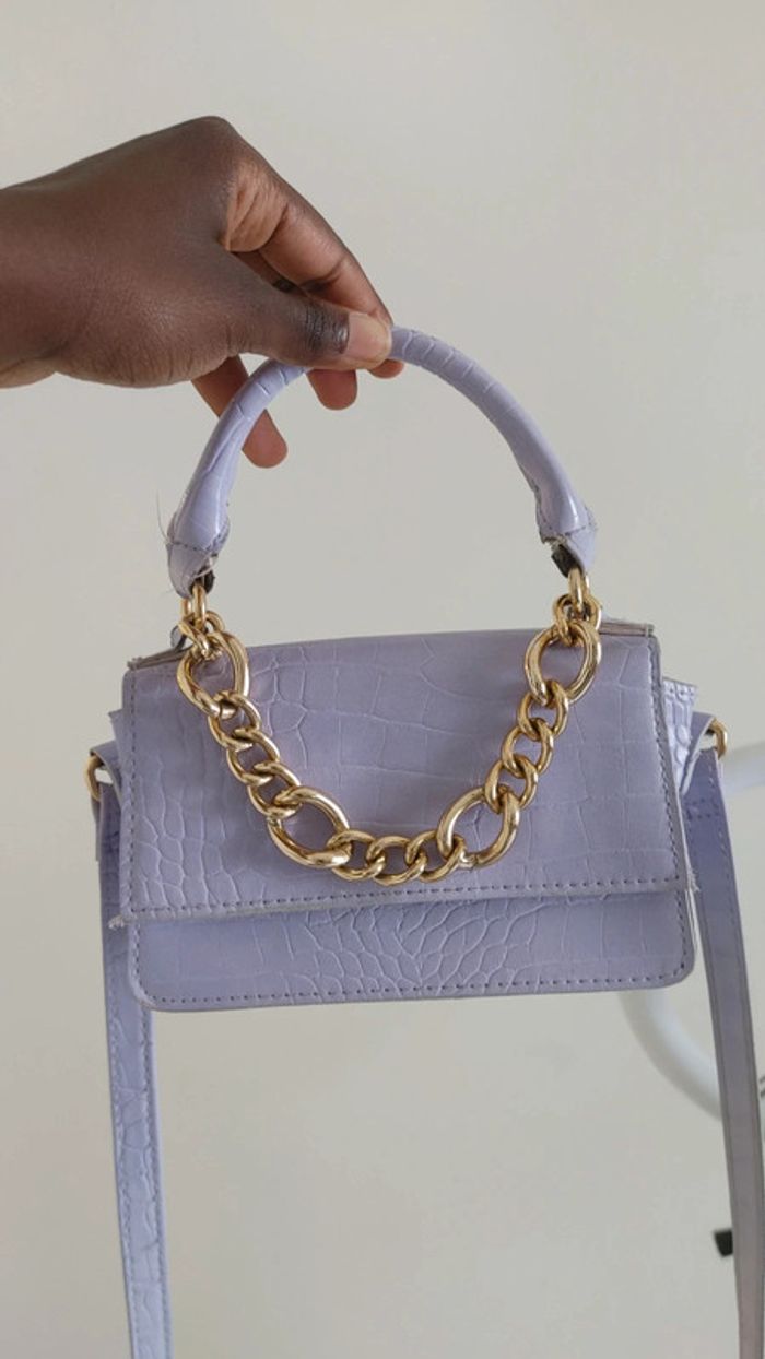 Sac à main bandoulière chêne doré violet lilas - photo numéro 3