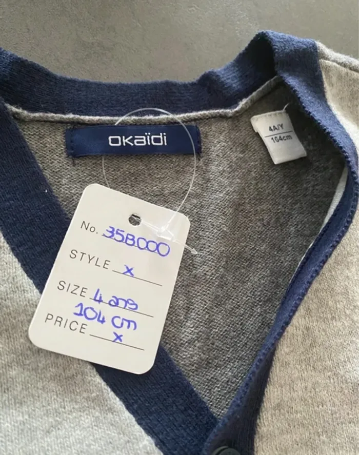 Gilet gris et marine Okaïdi 4 ans/104 cm [ref.35B000] - photo numéro 2