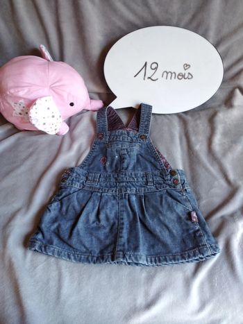 Robe jeans doublée style salopette Fille 12 mois Sergent Major 100% coton