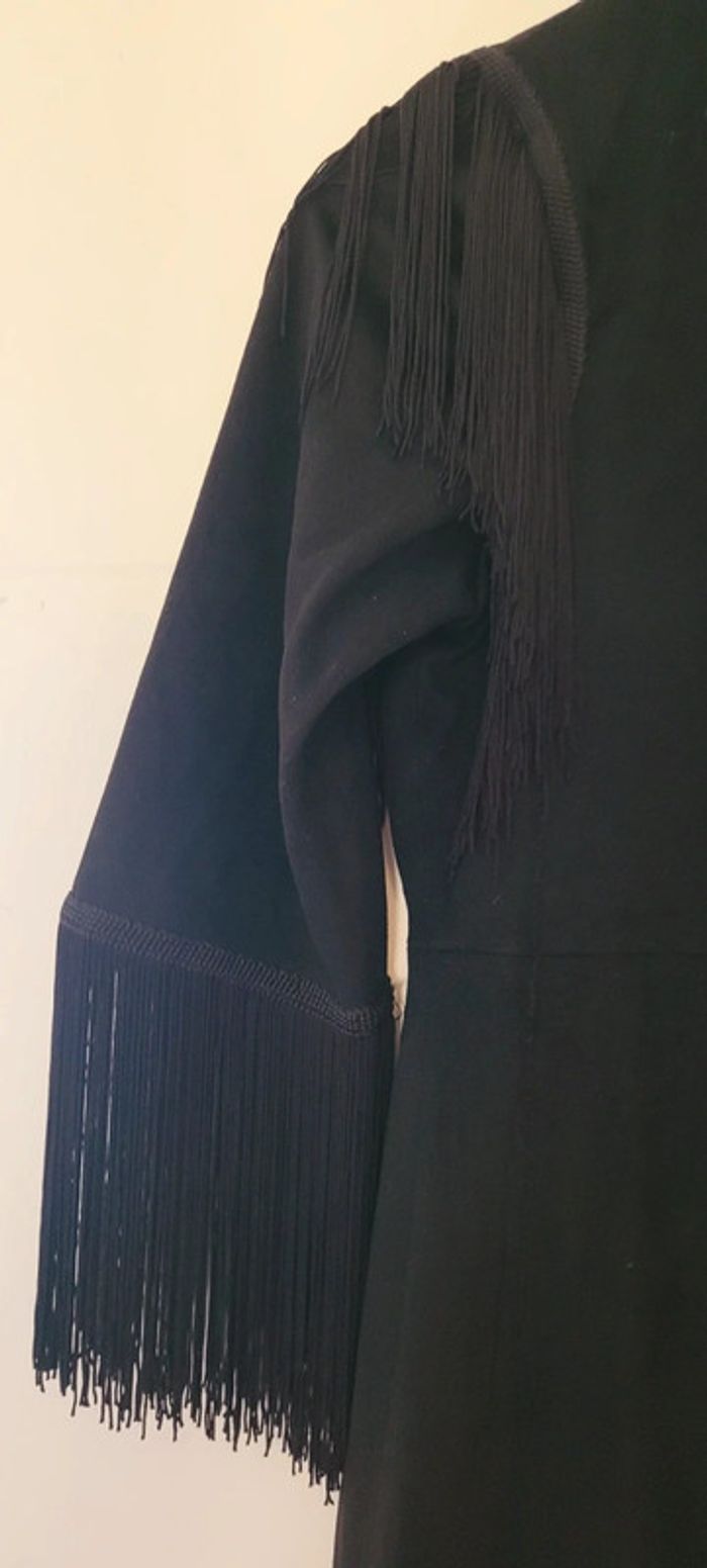 Robe courte noire Zara effet daim avec franges parfait état taille M - photo numéro 6