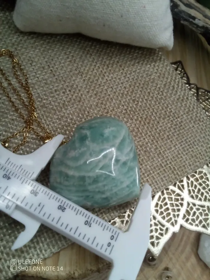 Collier cœur pierre d'amazonite naturelle - photo numéro 3