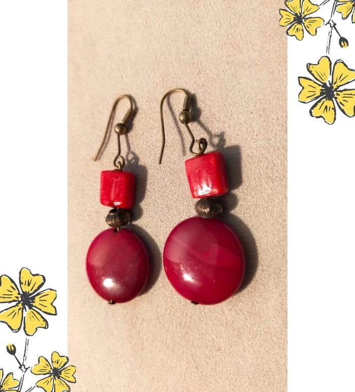 Boucles d’oreilles vintage rouges – Collection Terres d’Ailleurs - photo numéro 3