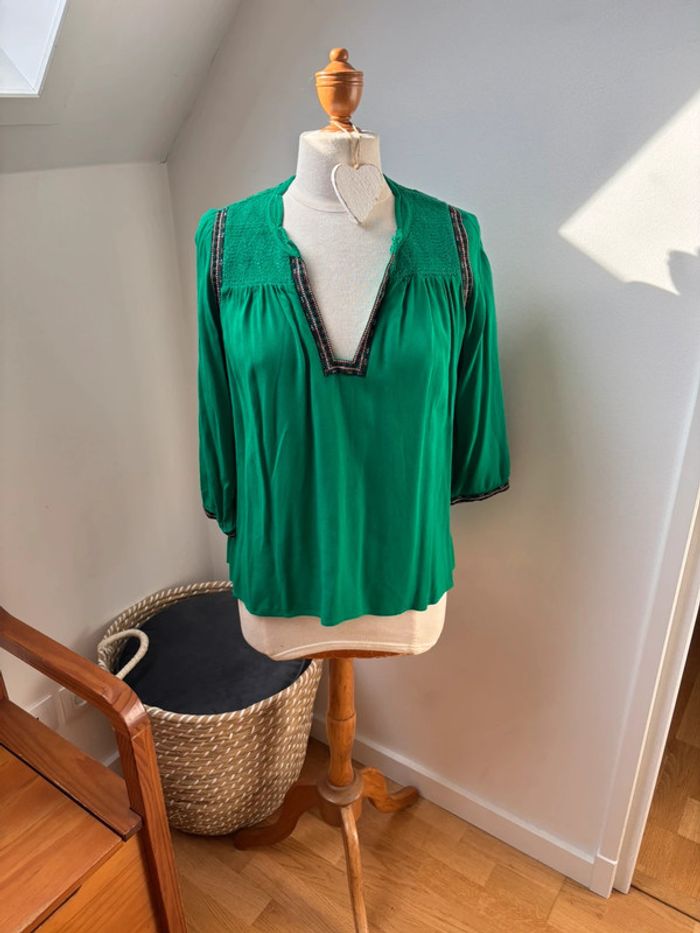Blouse manches 3/4 vert Brésil  - Ba&sh - S