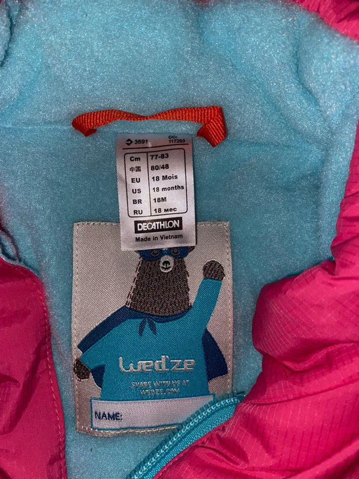 Manteau combinaison de ski, 18 mois, wed’ze. - photo numéro 6