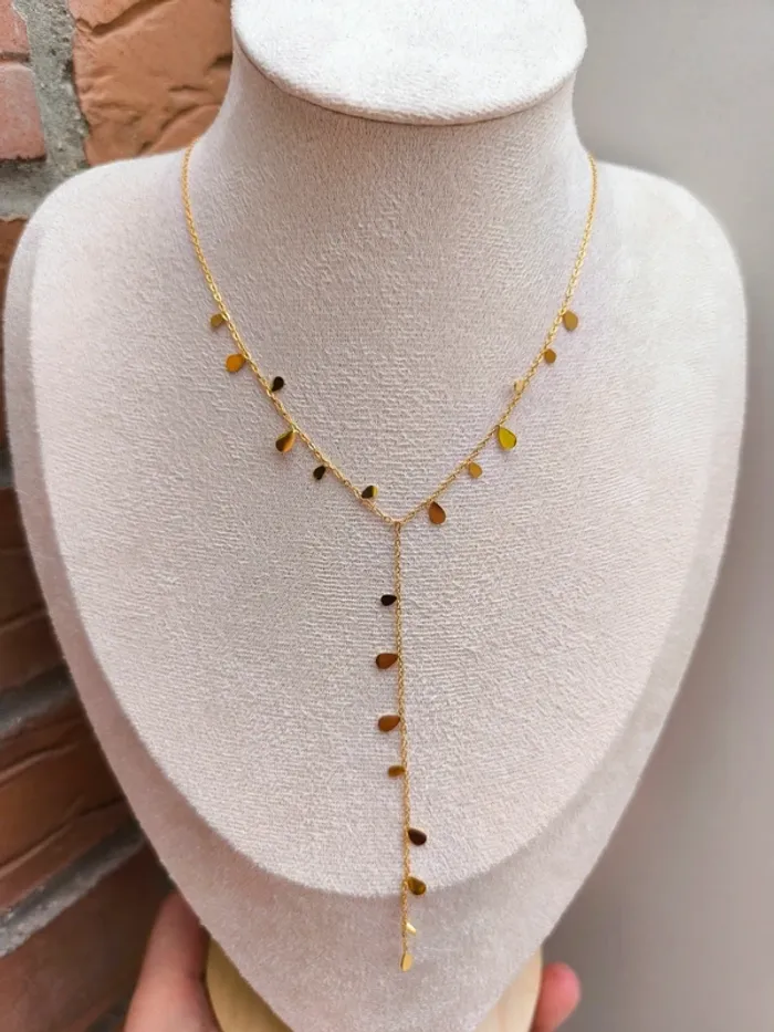 Pendentif doré en Y avec pampilles gouttes - photo numéro 5