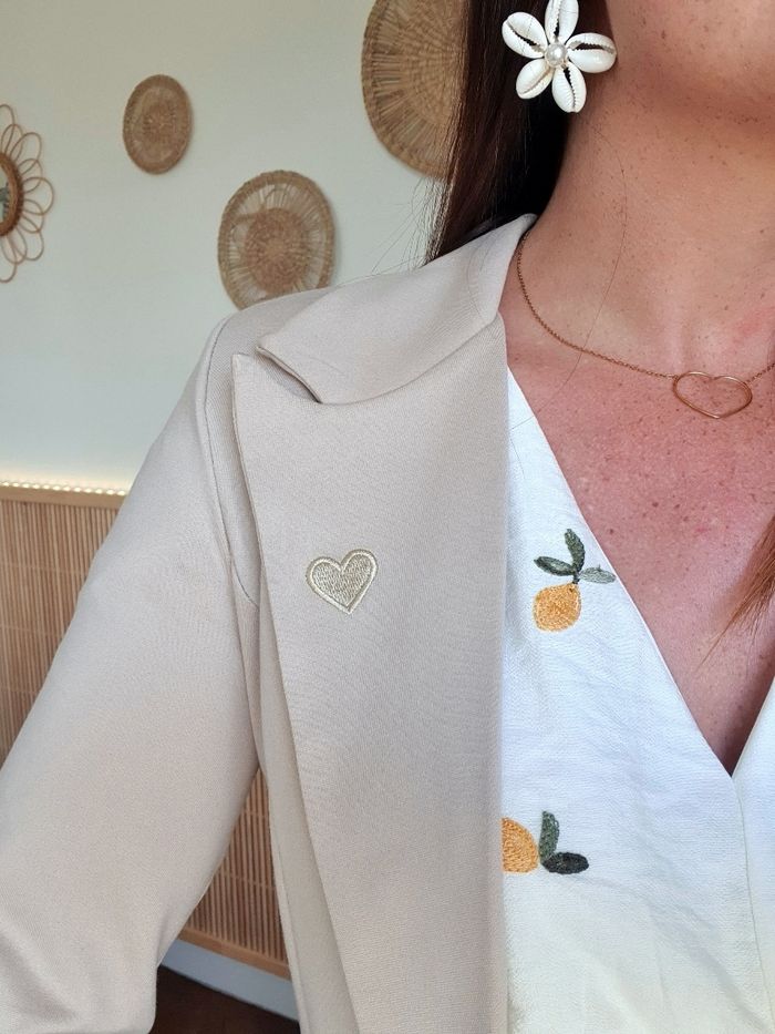Blazer cintré beige Coeur doré Taille M (taille petit) - photo numéro 5