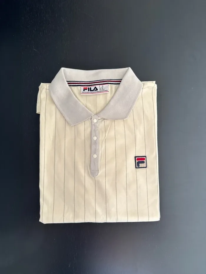 Polo FILA beige rayé – Taille M – Neuf avec étiquette - photo numéro 4