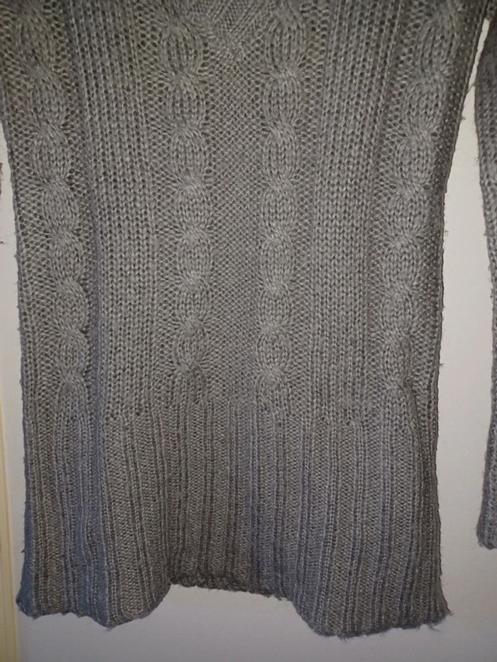 Lot de 2 pulls longs col V Mim gris perle et orange cuivré taille 0 - photo numéro 4