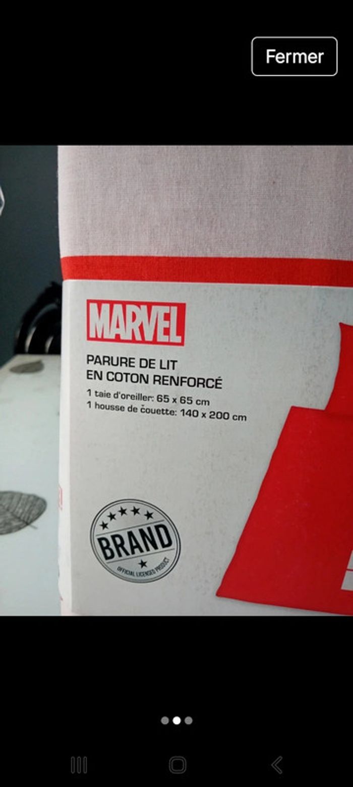 Parure de lit en coton renforcé Marvel 
1 hausse de couette 140x200
1 taie d oreiller 65x65 - photo numéro 3