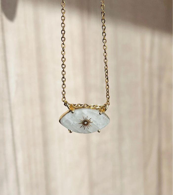 Collier grigri œil Pierre de Lune - photo numéro 8