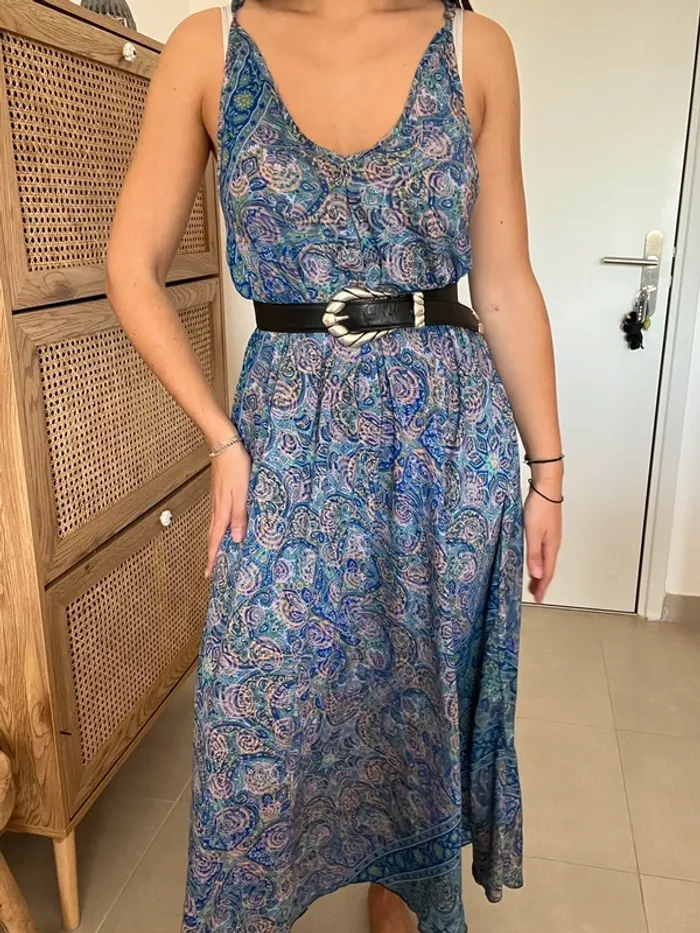 Robe longue d’été bleue, légère et fluide - photo numéro 2