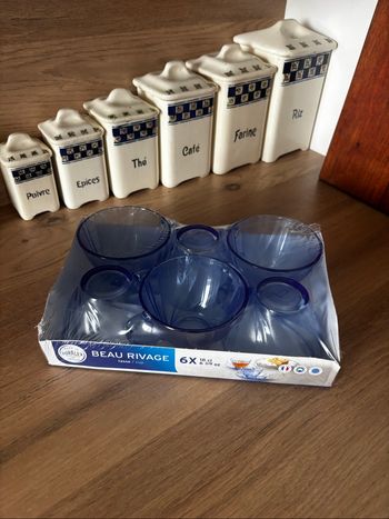 Lot de  6 tasses Duralex Beau Rivage bleues neuves