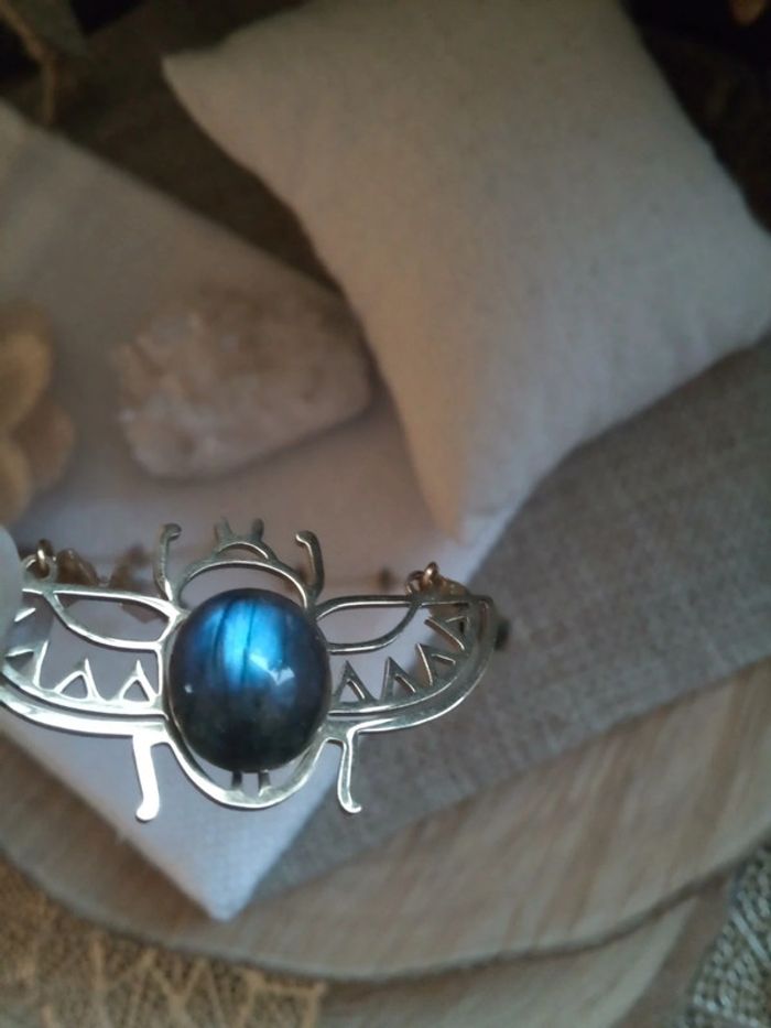 Collier scarabée pierre de labradorite - photo numéro 3