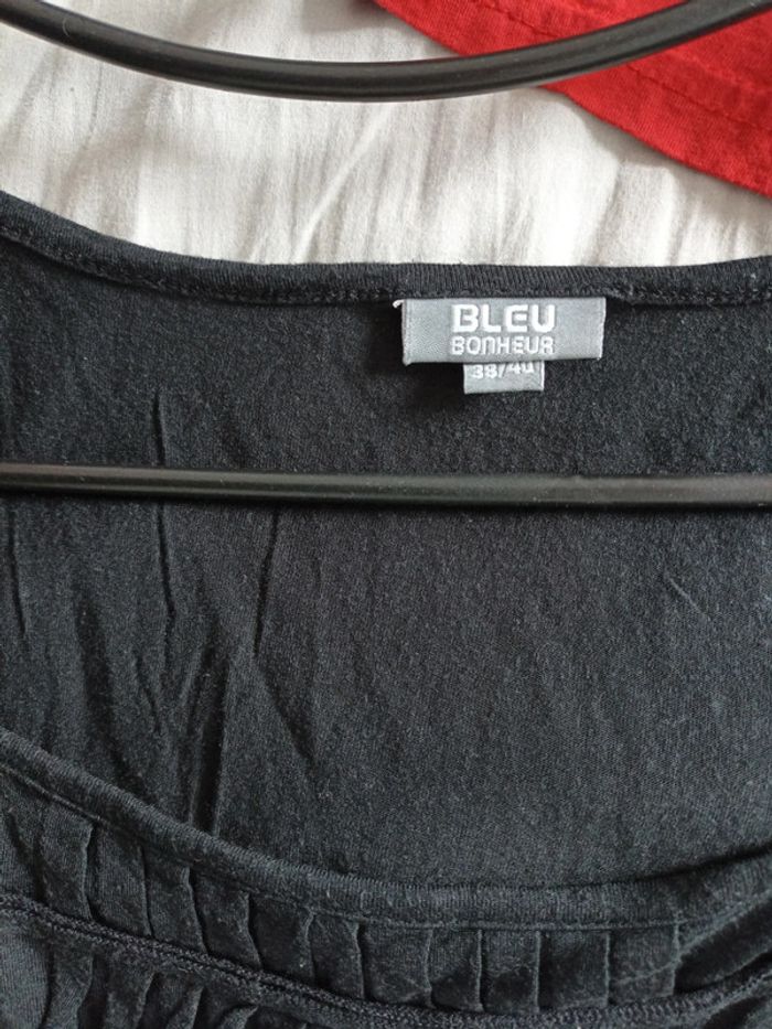 Tee-shirt noir bleu bonheur - photo numéro 3