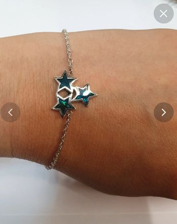 Neuf: Bracelet argent masif 925 avec 3 étoiles bleu roi