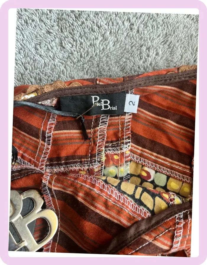 🌟 Débardeur Paul Brial – Taille 2 – Neuf avec étiquette – Motif marron, orange & vert 🌟 - photo numéro 6