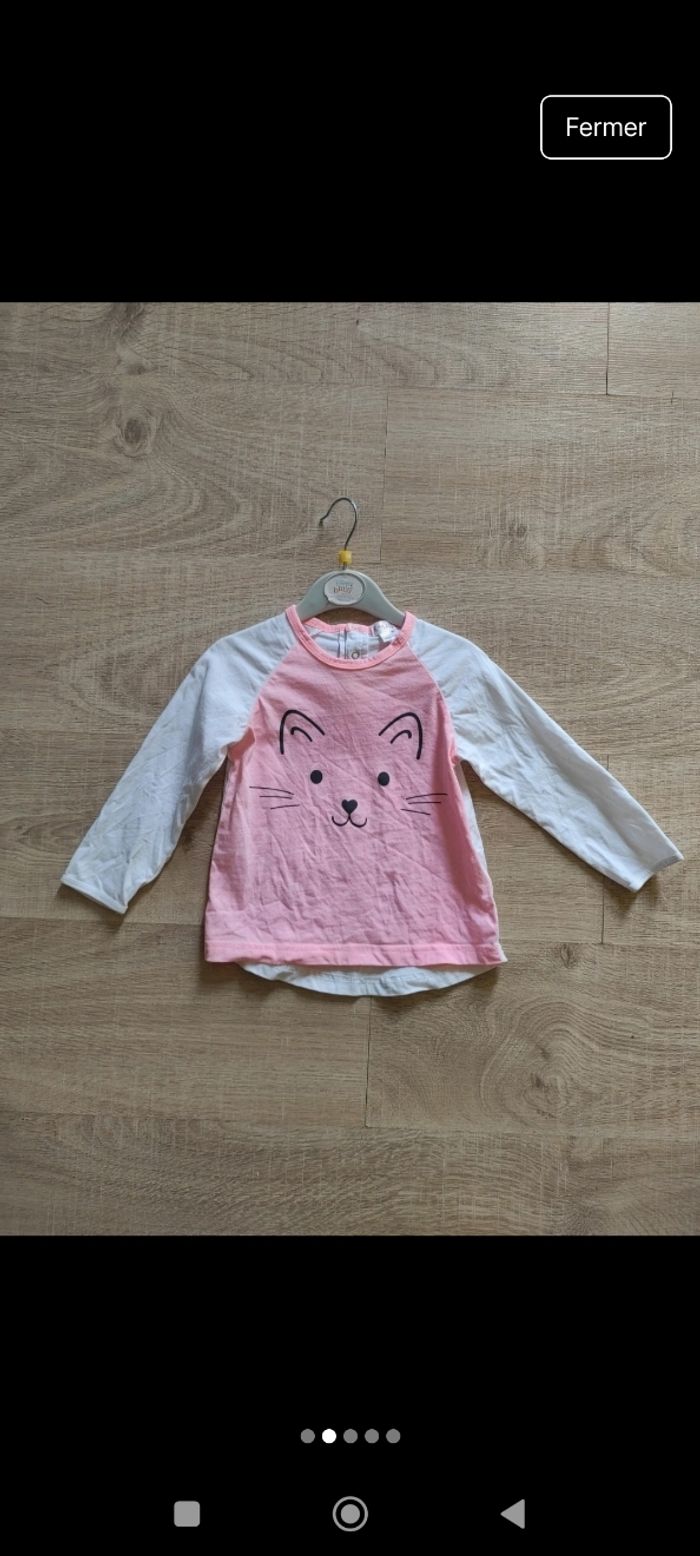 T-shirt manches longues bicolore fille 24 mois - photo numéro 2