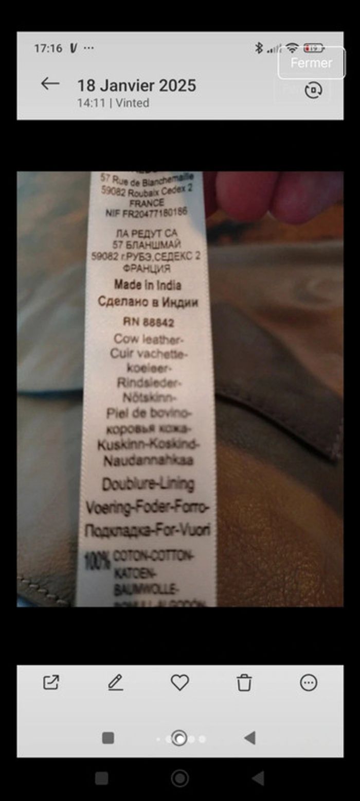 Sac fourre tout Cuir de vachette Vintage Dressing - photo numéro 14