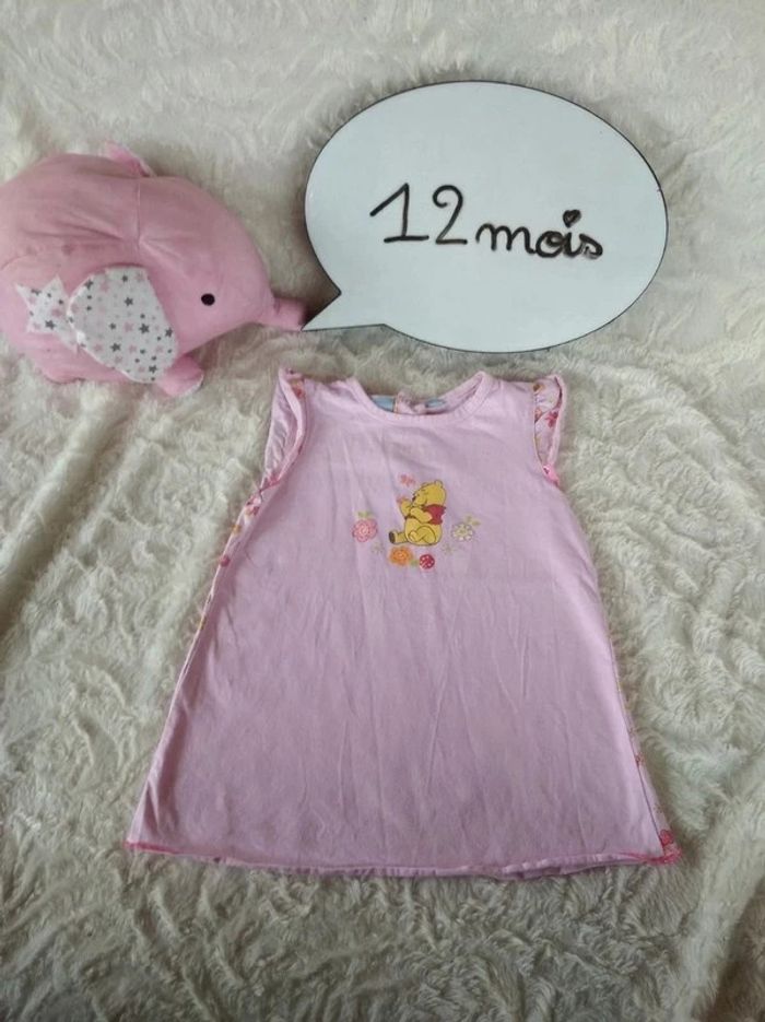 Robe Fille 12 mois Winnie l'ourson Fleurs Disney 100% coton