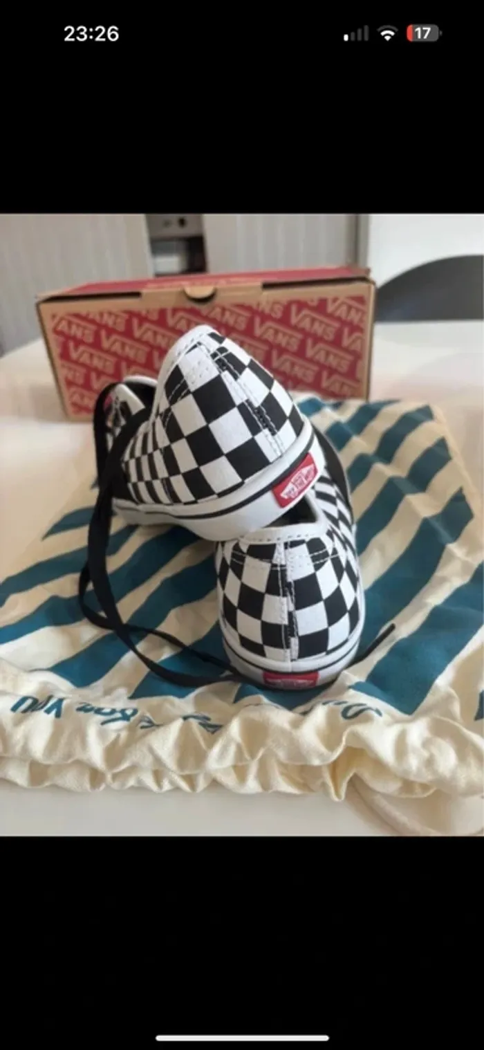 Vans Authentic Femme Taille 37 - Neuf avec Boîte - Noir/Blanc Damier - photo numéro 6
