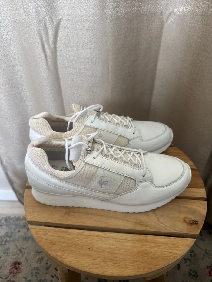 Baskets Le Coq Sportif blanches mesh & cuir – Taille 38 neuves - photo numéro 4