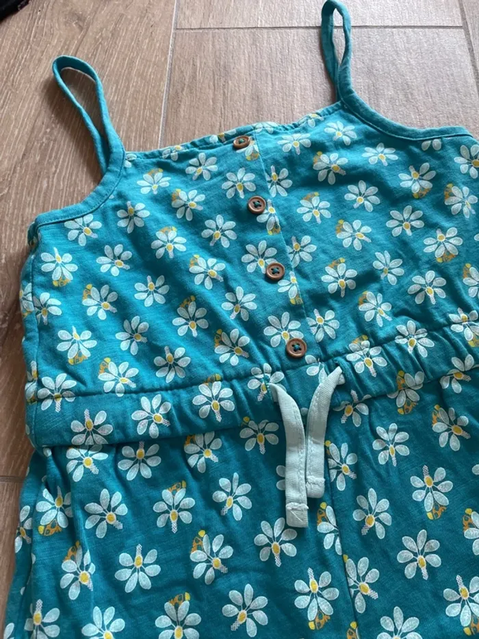 Combinaison à bretelle turquoise et fleurs - photo numéro 2