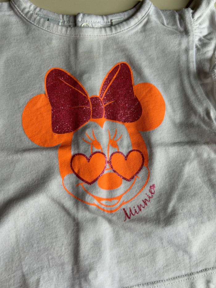 Tee-shirt imprimé Minnie noeud pailleté taille 6 mois - photo numéro 2