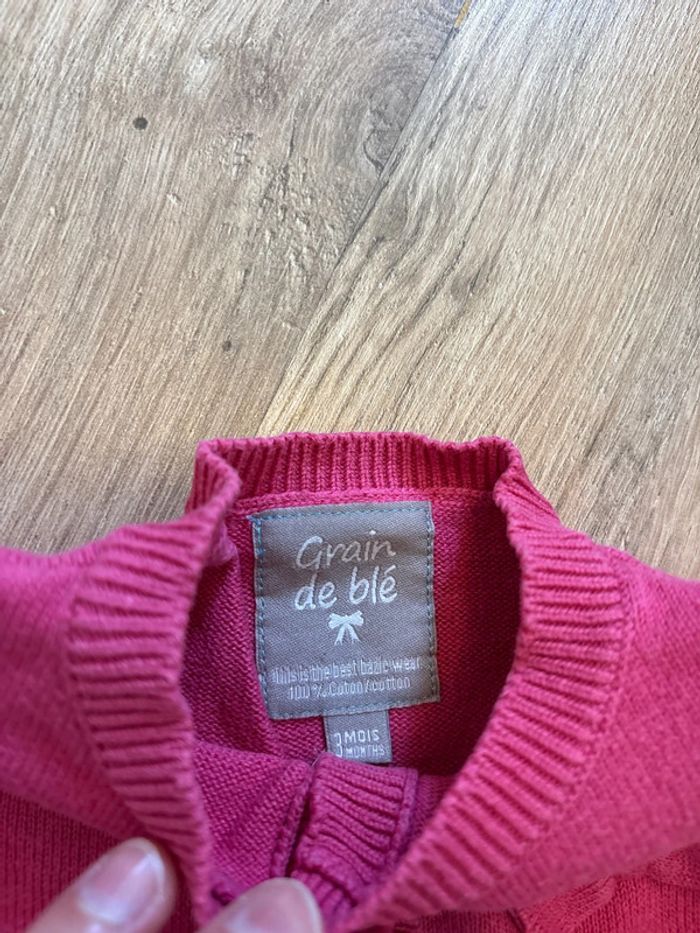 Gilet rose grain de blé 3 mois - photo numéro 3