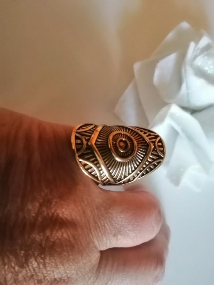 🌸Bague dorée large gravures ethniques Vintage Taille 54 🌸 - photo numéro 3