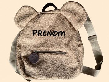Sac a dos personnalisé pour  enfant ourson beige
