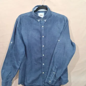 Chemise Bleu Chambray Homme 100% Coton Taille 40 M Regular