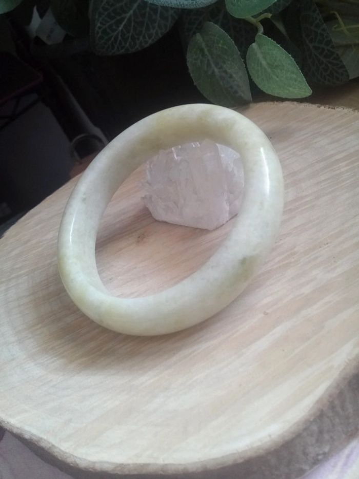 Bracelet jade blanc vert clair - photo numéro 2