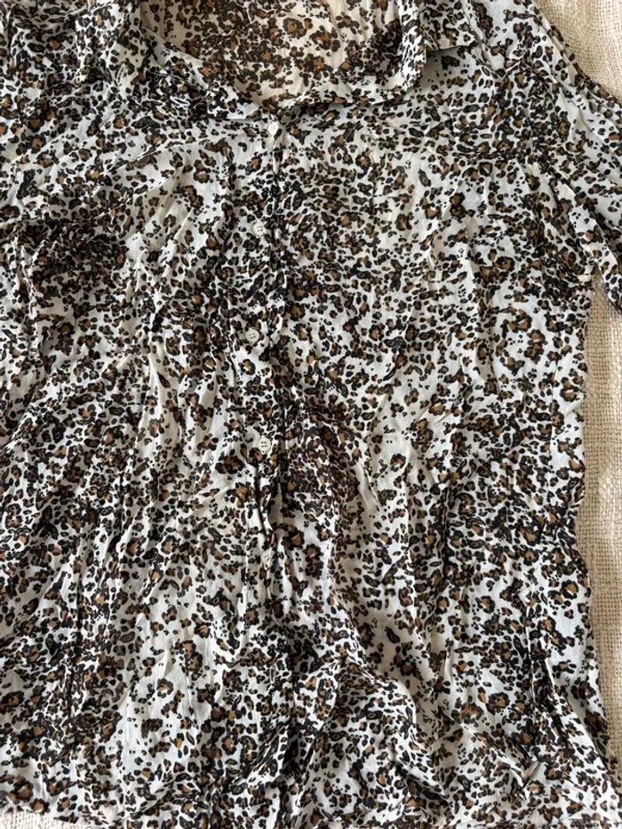 Chemise IKKS, taille 36 marron blanc - photo numéro 3