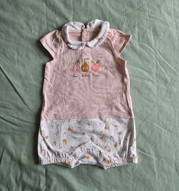 Sergent Major Barboteuse Coton Rose Fruits Très bon état 3 mois