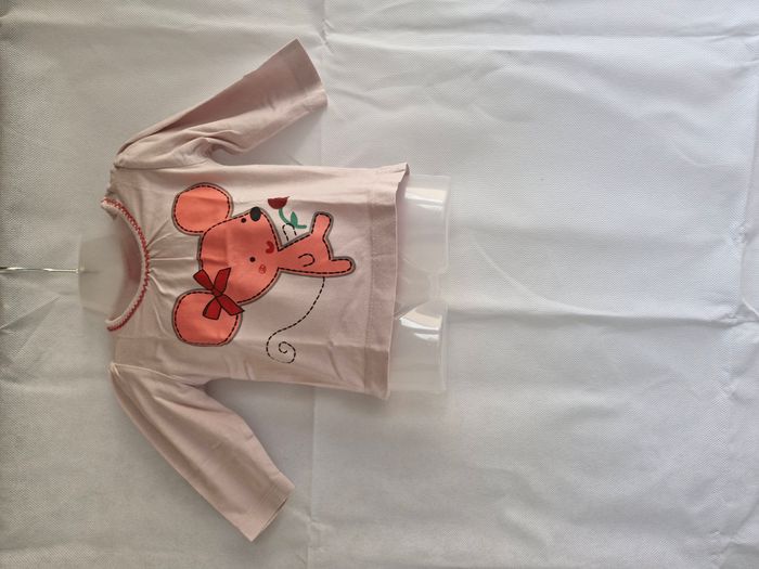 T-shirt manches longues fille 3 mois Tissaia Rose pâle Rose fuchsia