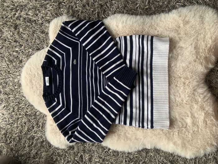 Pull Lacoste laine marine blanc femme S
