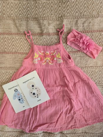 Robe rose avec bandeau broderies orchestra 2 ans