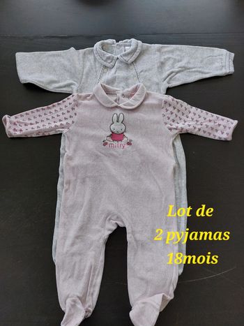 Lot de 2 pyjamas avec col 1 pièce 👧 18mois