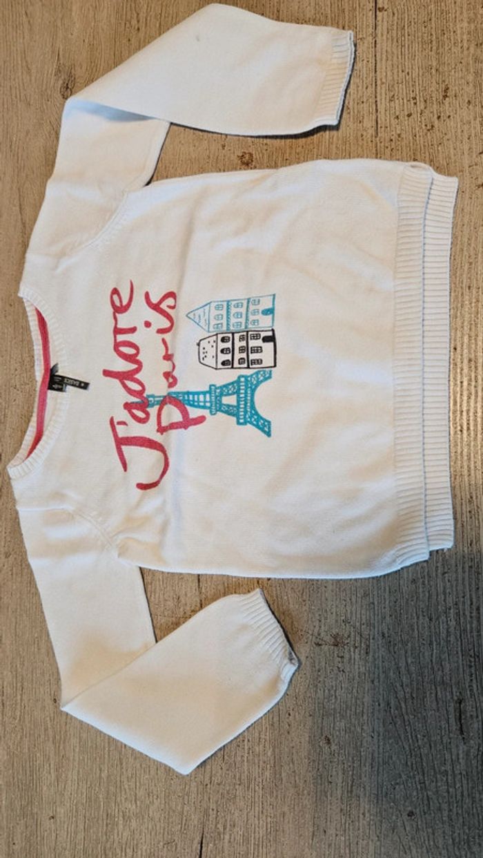 Pull léger blanc à manches longues, col rond J aime Paris, Orchestra, 4 ans - photo numéro 3