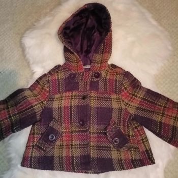 Manteau carreaux à capuche 5 ans